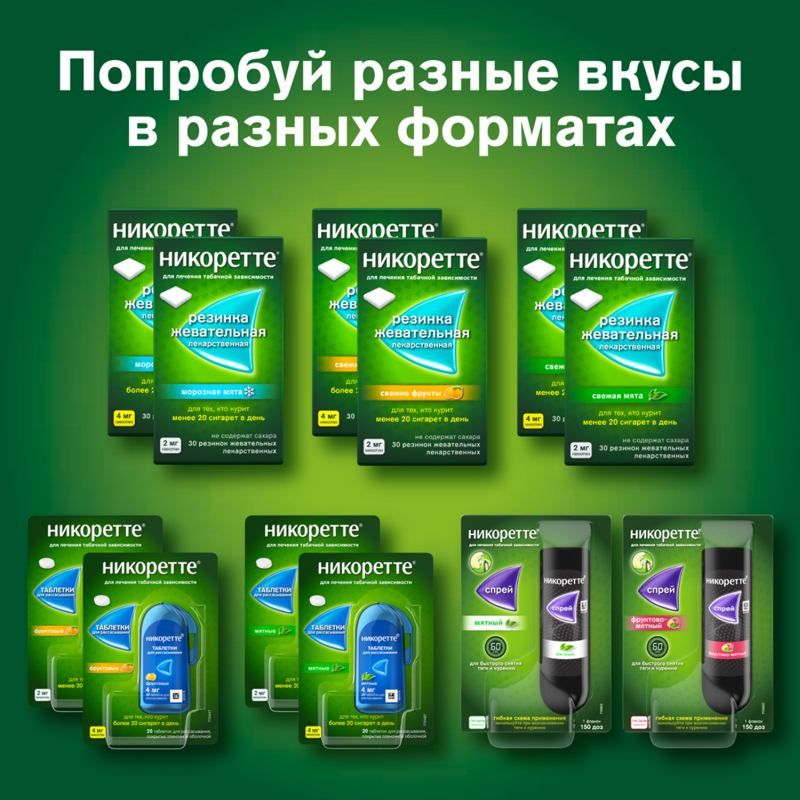Никоретте жевательная резинка oт курения свежие фрукты 4 мг, 30 шт ...