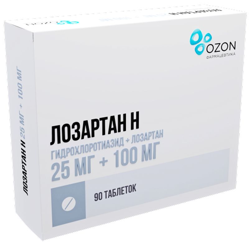 Лозартан-Н 25мг+100мг 90 шт. таблетки покрытые пленочной оболочкой, фото №2