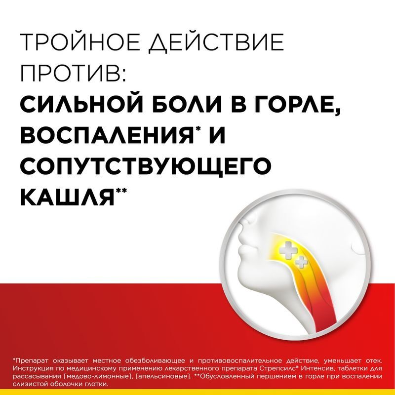 Стрепсилс Интенсив 24 шт. таблетки для рассасывания Мед-Лимон, фото №5