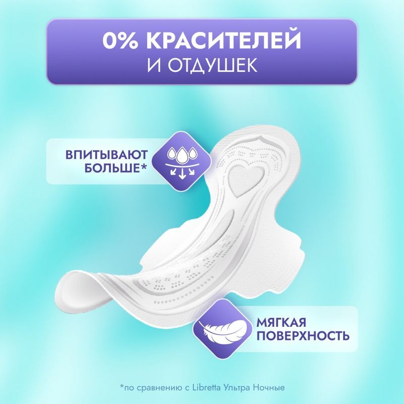Либретта Сенситив прокладки с мягкой поверхностью Ночные 6 шт., фото №4