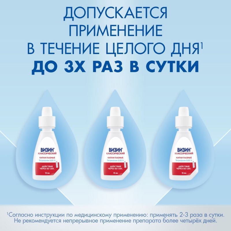 Визин Классический, 0,05% глазные капли, пластиковый флакон, 15 мл, фото №5