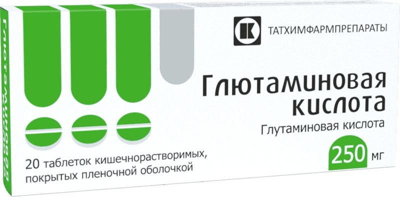 Глютаминовая кислота 250мг 10 шт. таблетки покрытые кишечнорастворимой ...