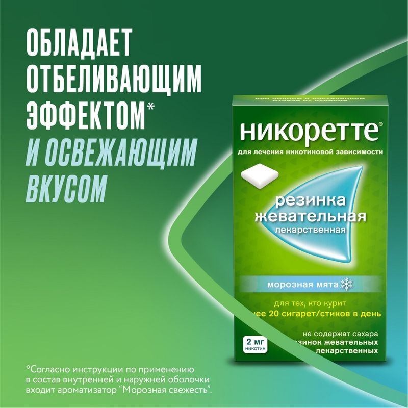 Никоретте 2мг 30 шт. резинка жевательная лекарственная морозная мята, фото №7