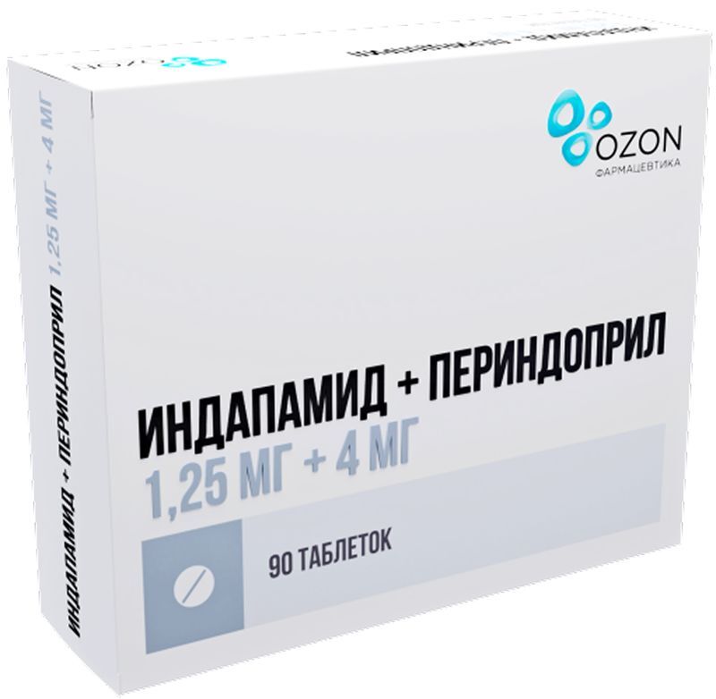 Индапамид+Периндоприл 1,25мг+4мг 90 шт. таблетки, фото №2